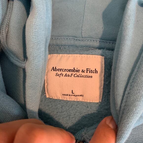 Abercrombie & Fitch Sweatshirt Womens L Light Blue Fleece Lined Zip Up Hoodie - Picture 7 of 13